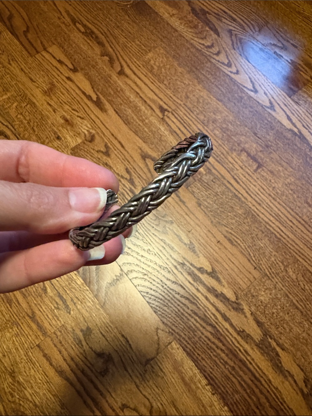 Braided Metal Cuff Bracelet - Silver